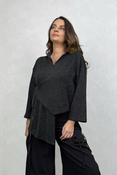 Lamante Vega Kimono Kapamalı Triko Bluz - Siyah