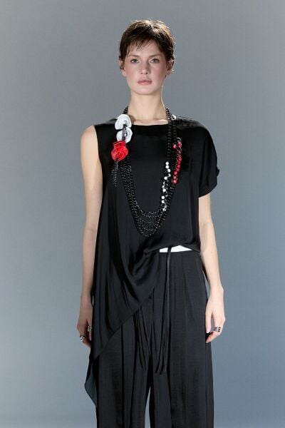 Lamante Alesia Tasarım Bluz - Siyah