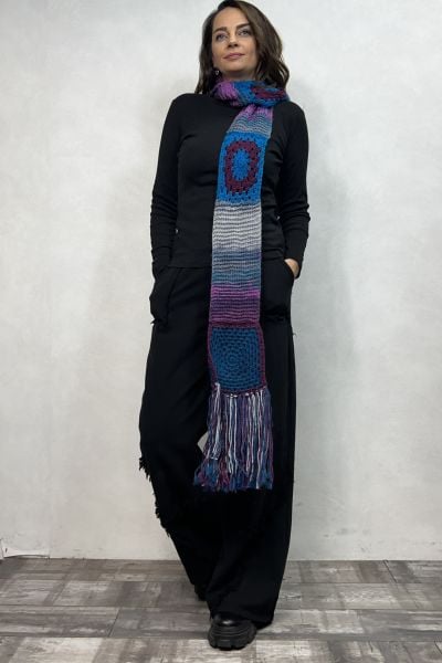 El Örgüsü Motif Detaylı Uzun Atkı- Mor