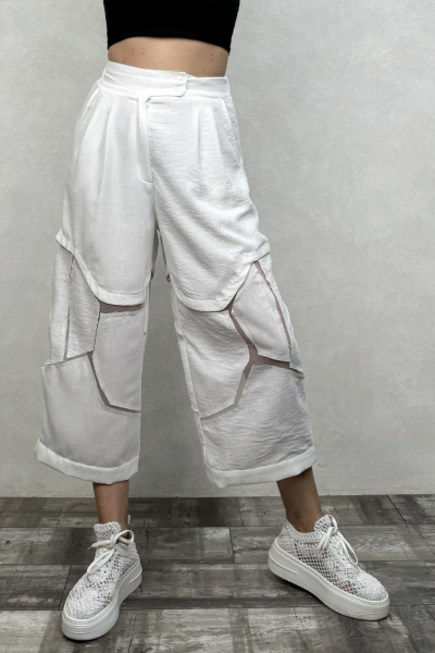 Lamante Lino File Detaylı Pantolon - Beyaz