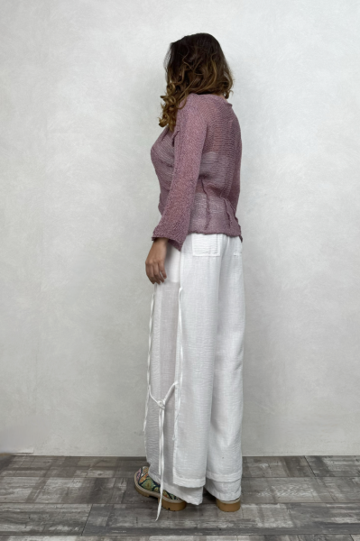 Pera Dikiş Detaylı Merserize Bluz - Gül Kurusu