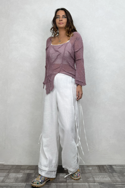 Pera Dikiş Detaylı Merserize Bluz - Gül Kurusu