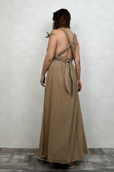 Ibiza Müslin Elbise Praline - Kahve