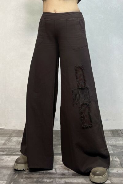 Yama Detaylı Gabardin Pantolon - Kahverengi