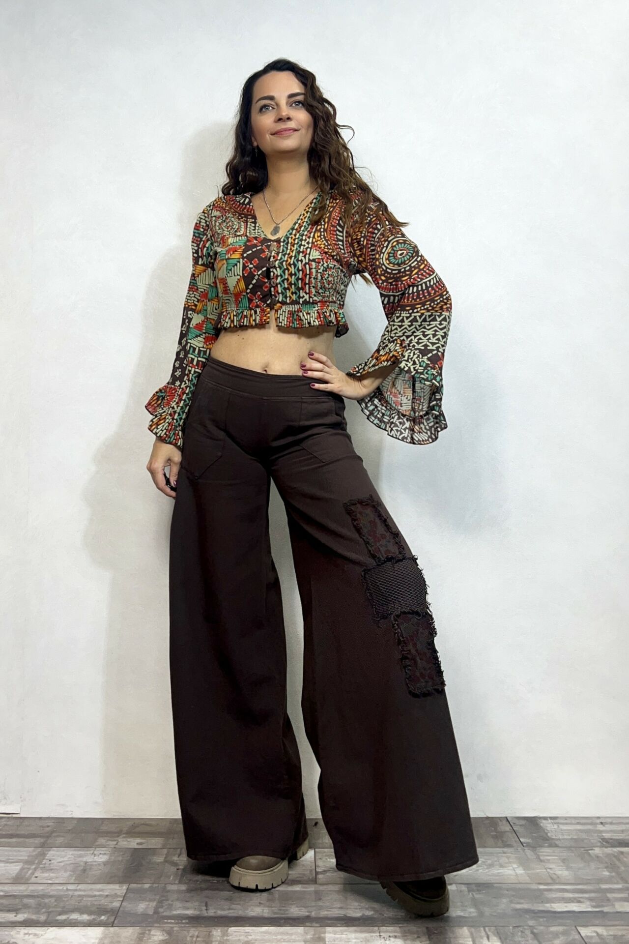 Yama Detaylı Gabardin Pantolon - Kahverengi