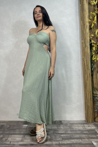 Imera Müslin Elbise Mint  - Yeşil