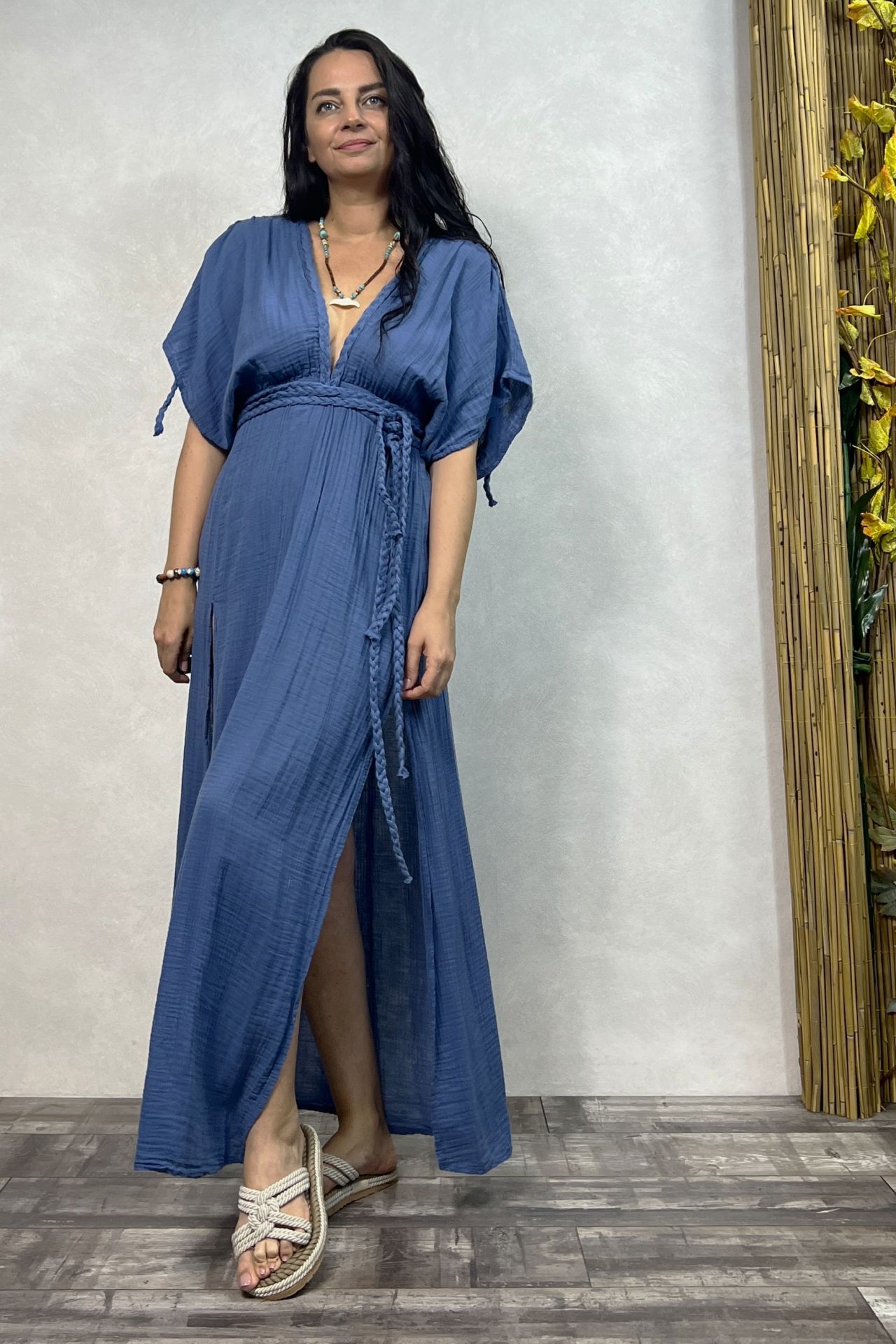 Selene Müslin Elbise Moonlight Blue- Mavi
