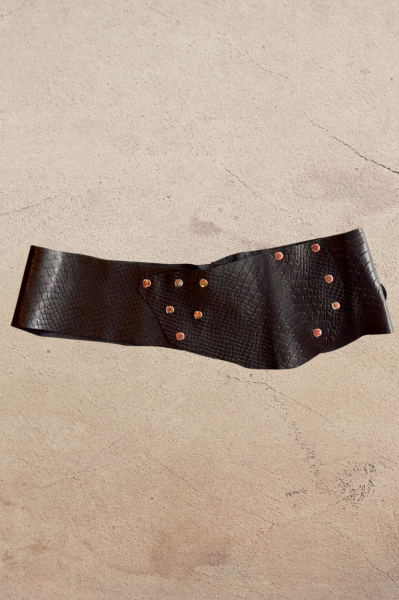 El Yapımı Dokulu Deri Kemer - Siyah 67