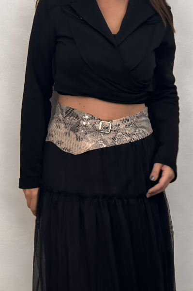 El Yapımı Dokulu Deri Kemer - Gri Siyah 68