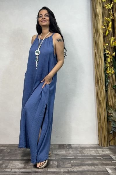 Perit Müslin Elbise MoonlightBlue - Mavi