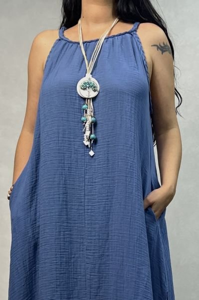 Perit Müslin Elbise MoonlightBlue - Mavi