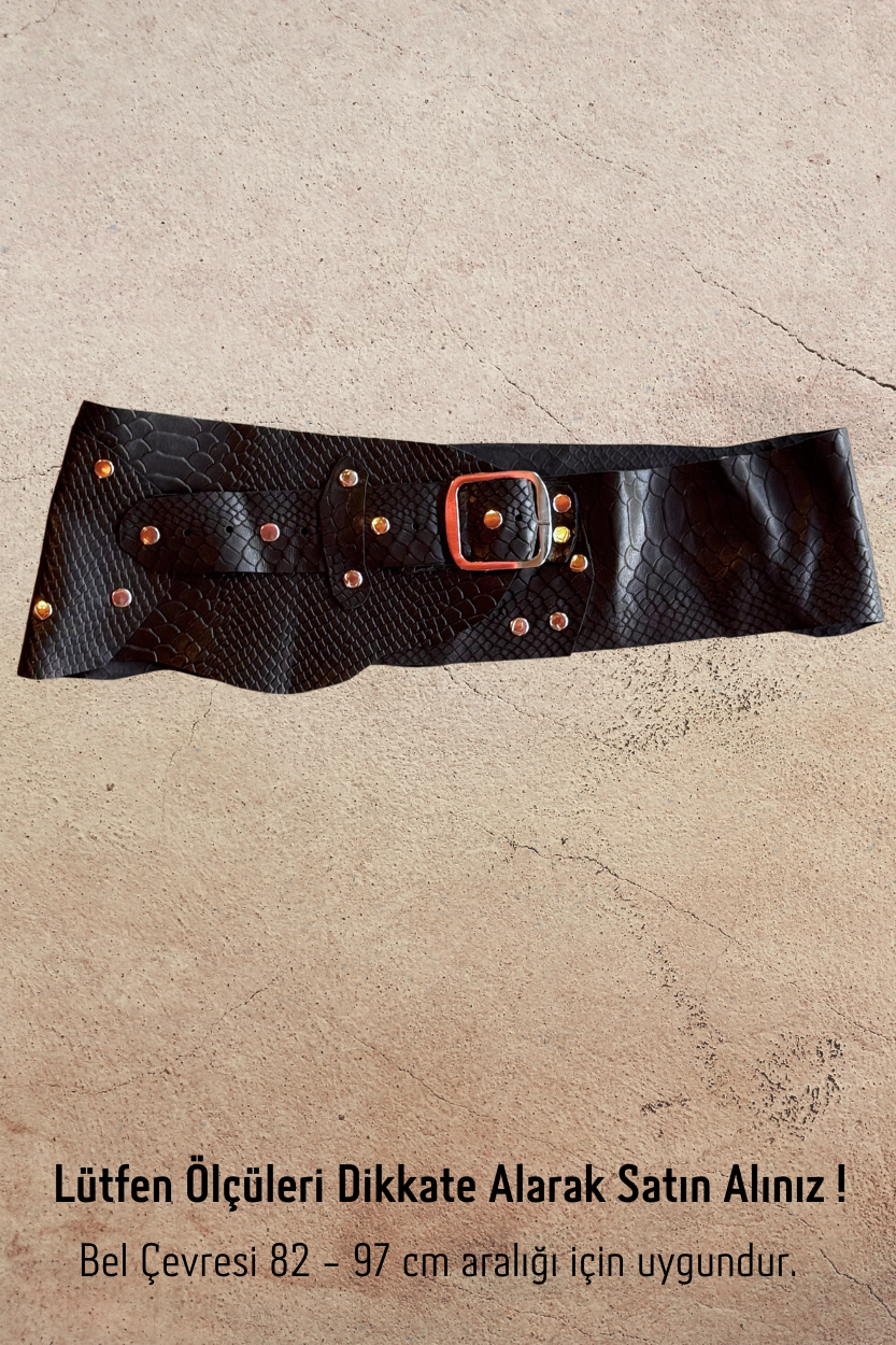 El Yapımı Dokulu Deri Kemer - Siyah 70