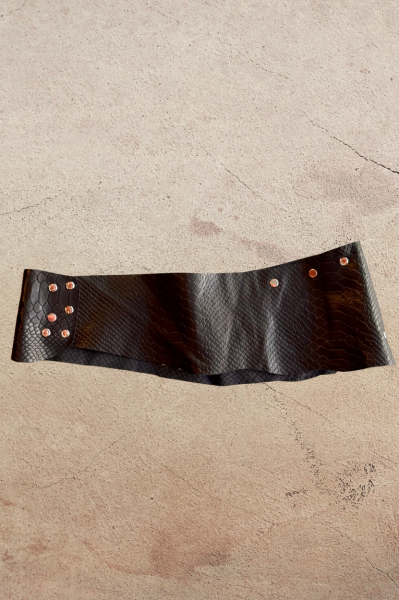 El Yapımı Dokulu Deri Kemer - Siyah 70