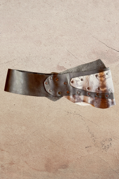 El Yapımı Çift Renk Deri Kemer - Gri 71