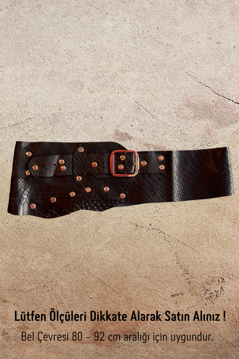 El Yapımı Dokulu Deri Kemer - Siyah 72