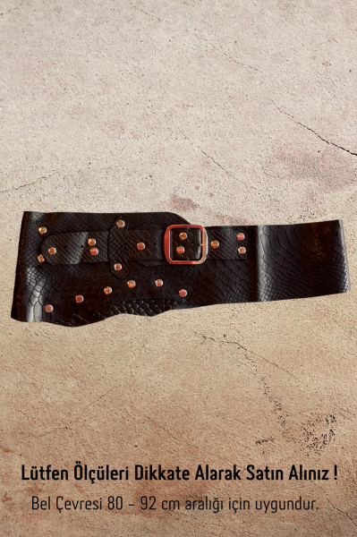 El Yapımı Dokulu Deri Kemer - Siyah 72