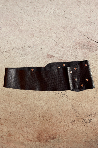 El Yapımı Dokulu Deri Kemer - Siyah 72
