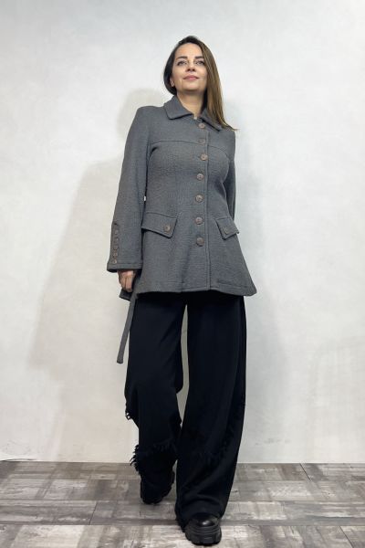 Vintage Hand Made Kırçıllı Kışlık Ceket - Gri