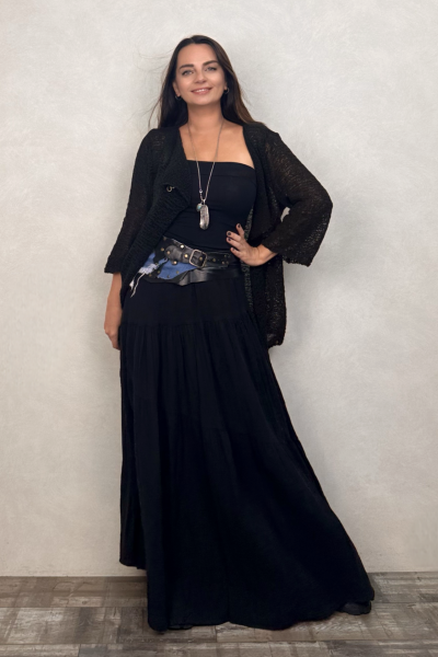 El Yapımı Kot Detaylı Deri Kemer - Mavi Siyah 73