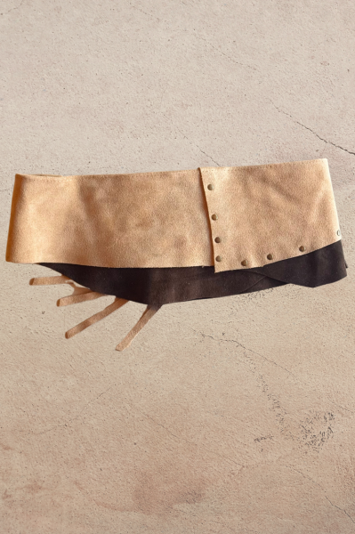 Taş Tokalı Süet Deri Kemer - Kahve Kum Beji 2