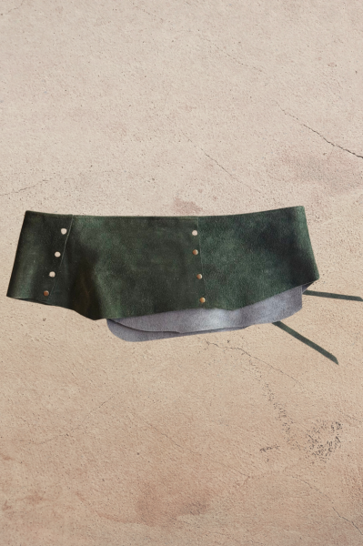 Taş Tokalı Süet Deri Kemer - Zümrüt Yeşil 3