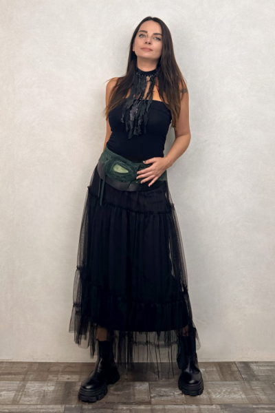 Taş Tokalı Süet Deri Kemer - Zümrüt Yeşil 3