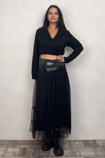 Taş Tokalı Süet Deri Kemer - Zümrüt Yeşil 3