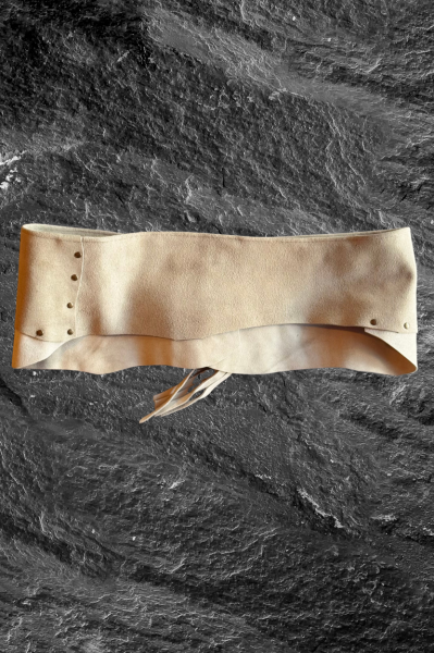 Taş Tokalı Süet Deri Kemer - Bej 4