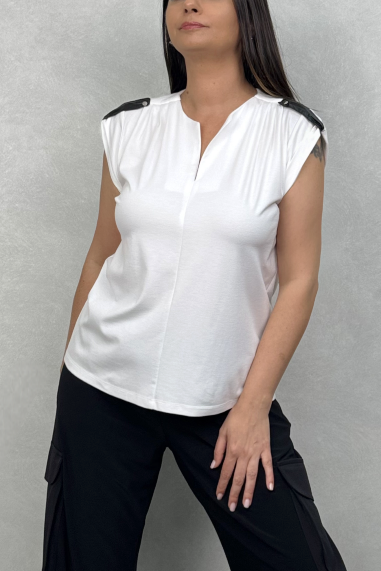 Lamante Mayotte Omuz Detaylı Bluz - Beyaz