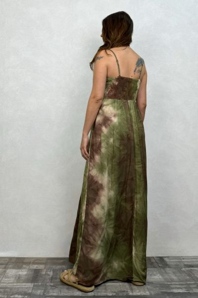 Düğüm Detaylı Batik Elbise - Haki