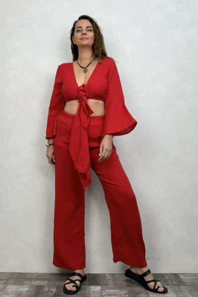 Doria Müslin Bağlamalı Bolero Barbados Cherry - Vişne