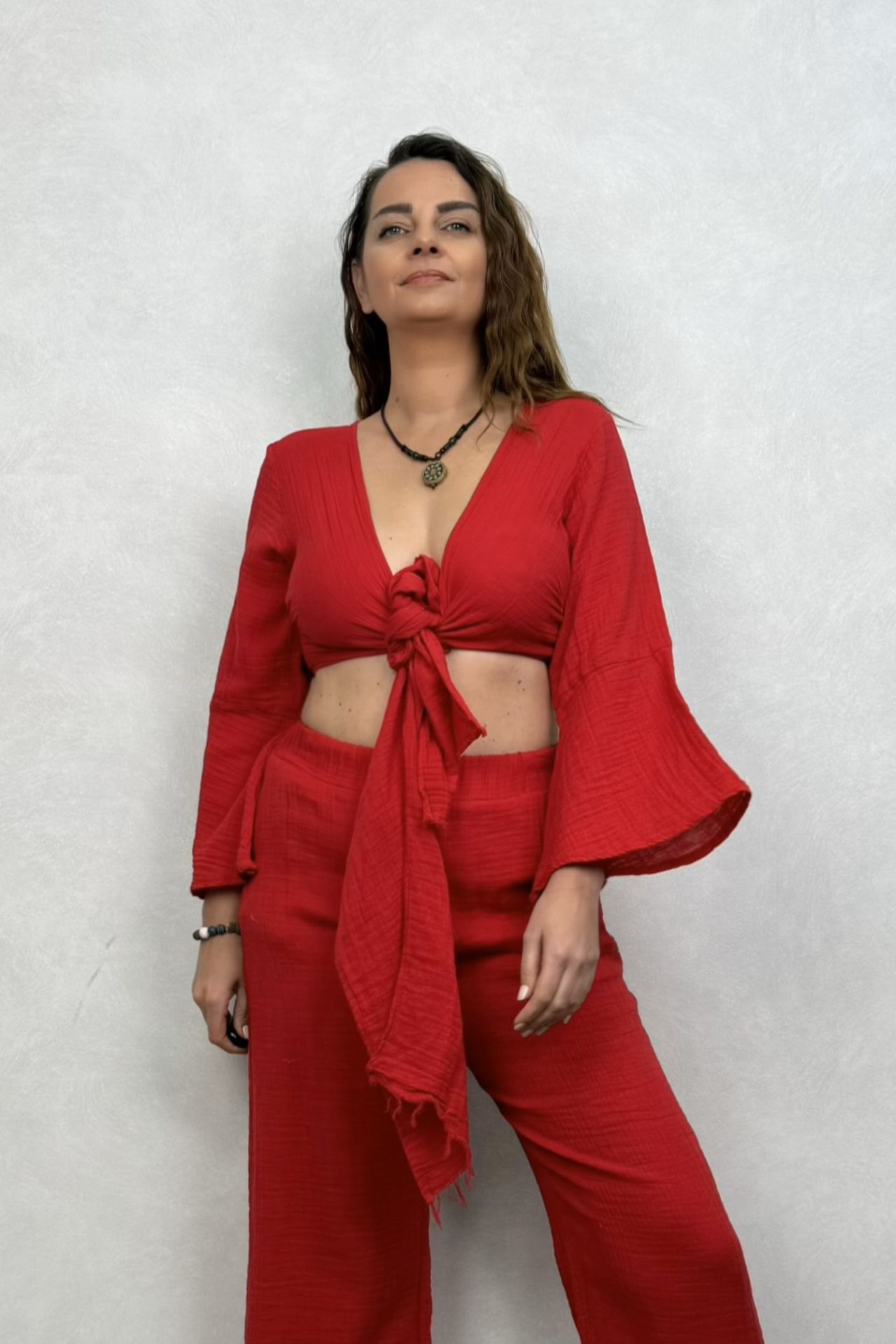 Doria Müslin Bağlamalı Bolero Barbados Cherry - Vişne
