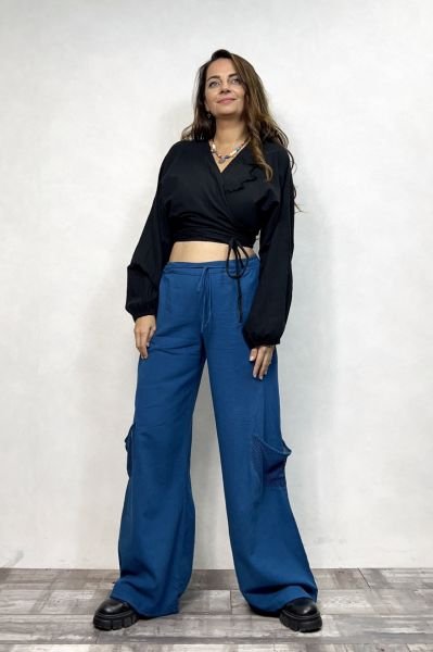 Tilda Flam Anvelop Bluz- Siyah