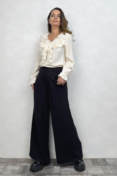 Fırfırlı Bohem Bluz Krem