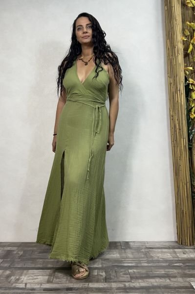 Adonis Müslin Elbise Sage Green  - Yeşil