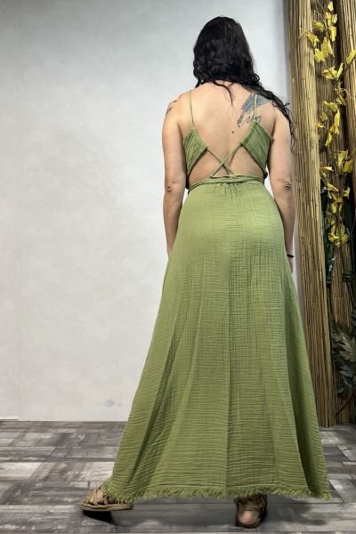 Adonis Müslin Elbise Sage Green  - Yeşil