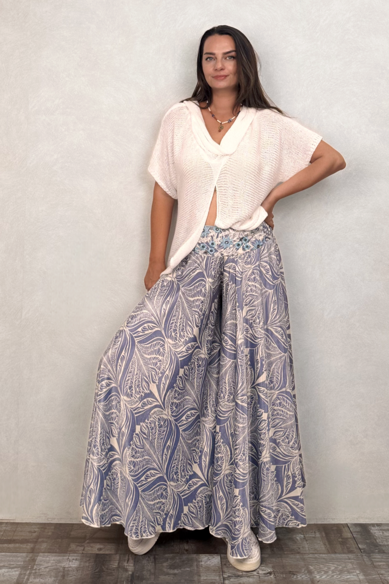 İpek Pantolon Etek - Mavi Gri