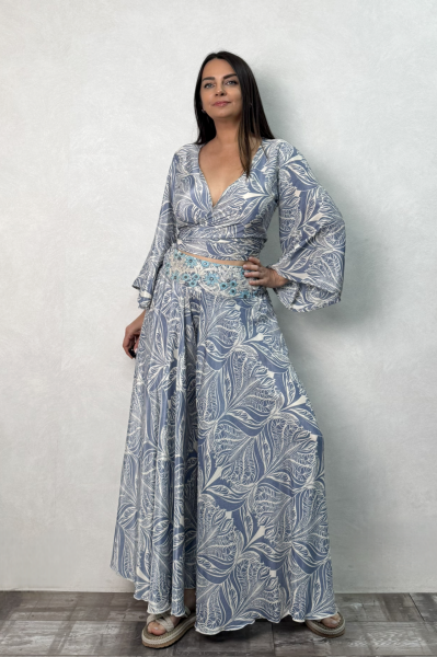 İpek Pantolon Etek - Mavi Gri