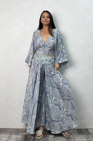 İpek Pantolon Etek - Mavi Gri