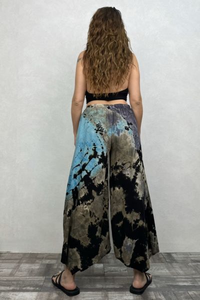 Yırtmaçlı Batik Pantolon - Siyah