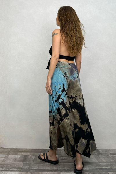Yırtmaçlı Batik Pantolon - Siyah