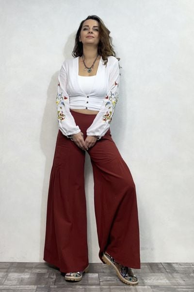 Moly Nakışlı Crop Gömlek- Beyaz