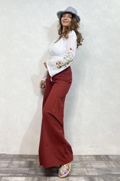 Moly Nakışlı Crop Gömlek- Beyaz