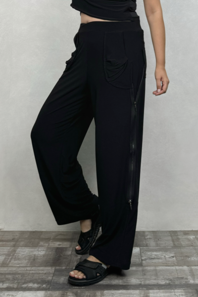 Lamante Fermuar Detaylı Pantolon - Siyah