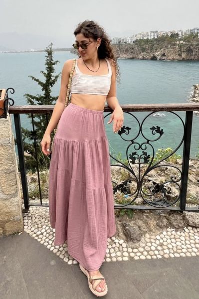 Dione Müslin Etek Wood Rose - Yaban Gülü