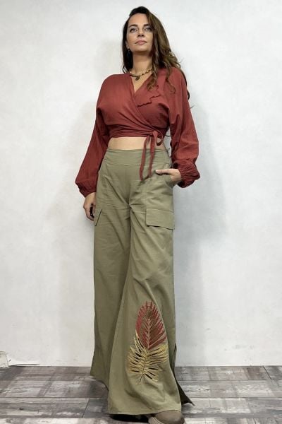 Tilda Flam Anvelop Bluz- Kiremit
