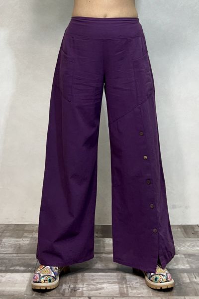 Bera Düğme Detay Pantolon - Mor