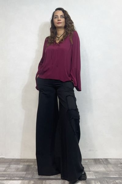Yama Detaylı Gabardin Pantolon - Siyah