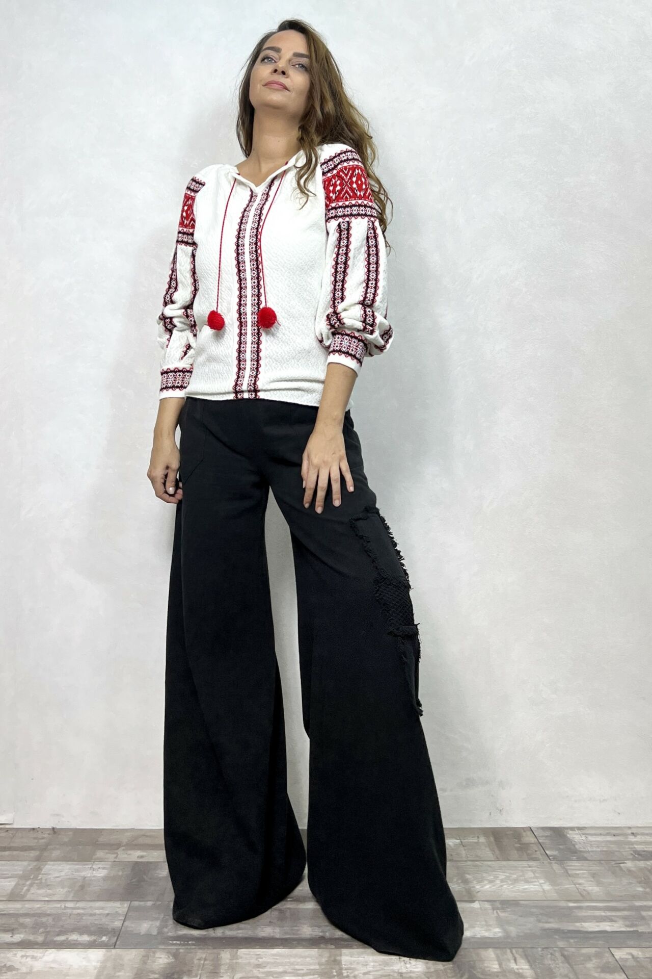 Yama Detaylı Gabardin Pantolon - Siyah