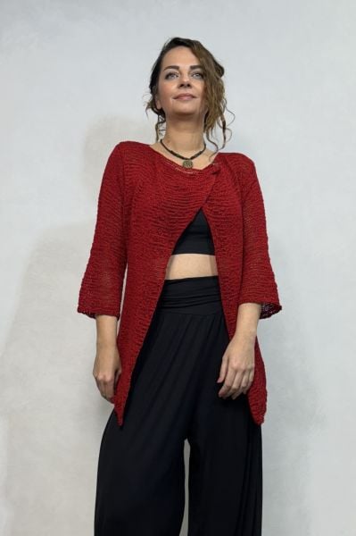 Merserize Kısa Hırka - Kırmızı